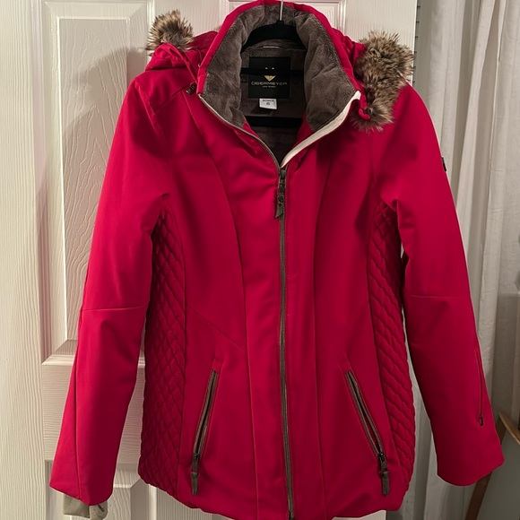 Winter/Ski OBERMEYER SIREN FAUX FUR JACKET WOMEN'S. RED/SIZE 6 - Picture 1 of 10